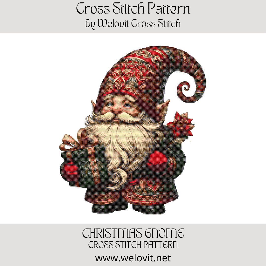 CHRISTMAS GNOME Cross Stitch Pattern by Welovit Cross StitchPicture